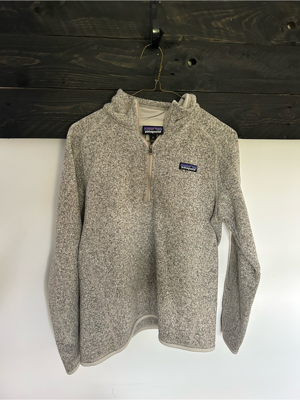 Patagonia Heather Tan Quarter-Zip V-Neck Pullover